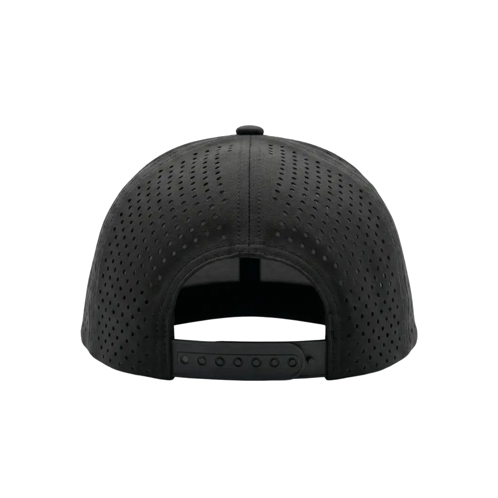 Harris&Co The Turn Black Performance Golf Snapback Hat – Breathable, Laser Perforated