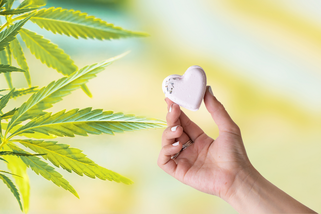 Valentine's Bath Bombs with CBD -  5 Hearts Shaped with CBD - in a Gift Box (THC free)