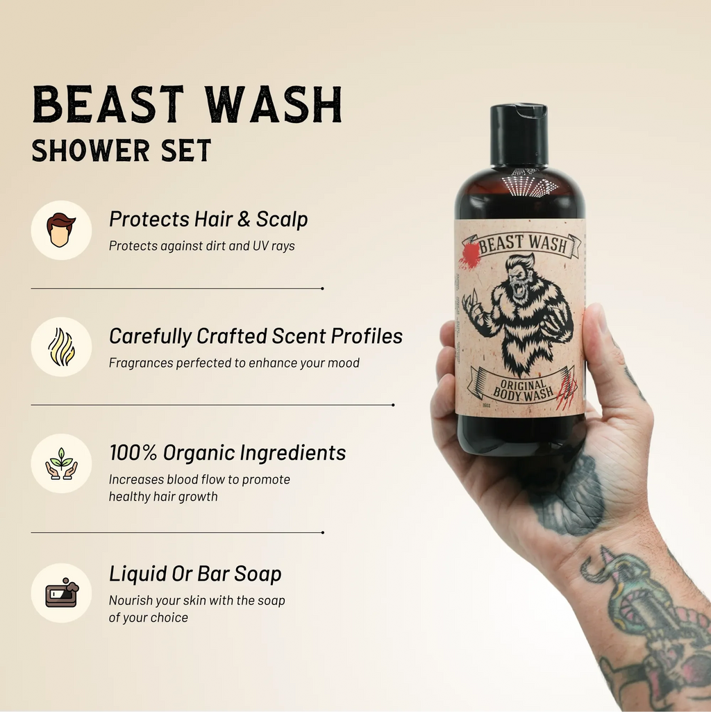 Harris&Co Beast Wash Shower Set – Organic Shampoo, Body Wash & Conditioner Bundle