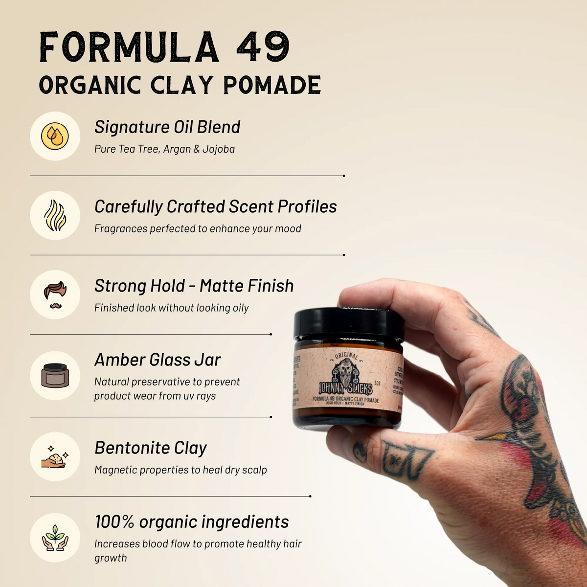 Harris&Co Formula 49 Organic Clay Pomade – Strong Hold, Matte Finish